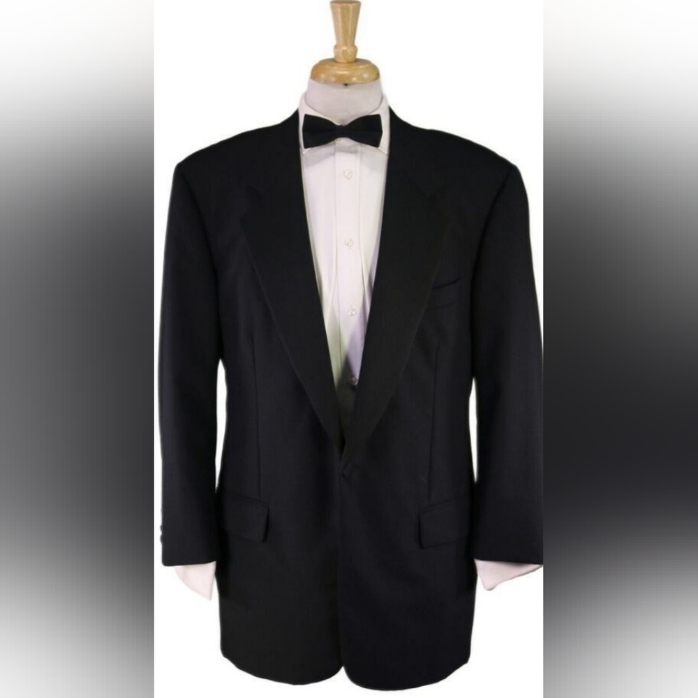 Samuelsohn Black 1-Btn Notch Lapel Tuxedo Dinner Formal Blazer Jacket 44L